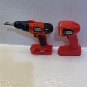 Vintage Black & Decker Kids Toy Drill and Flashlight Set Red